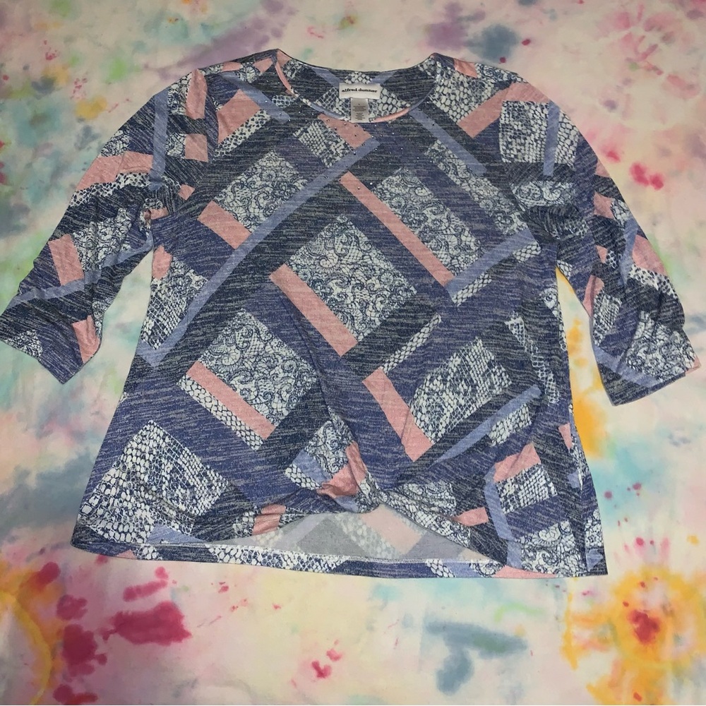 Alfred Dunner Patchwork Shirt Large - image 1